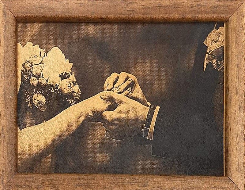 laser engraved picture on real leather