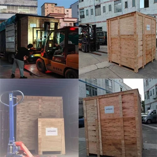 CO2 laser machine with wooden case package